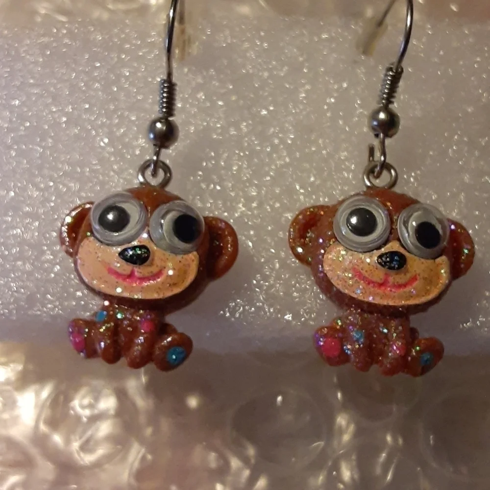 Monkey Pierced Earrings - Picture 1 of 5